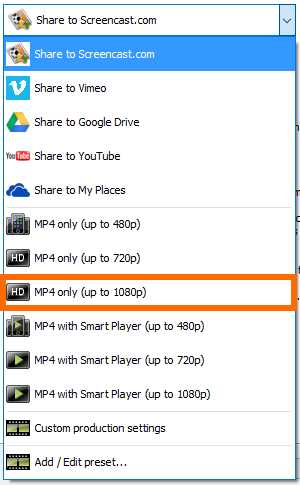 Video format options
