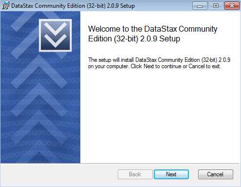 Initial screen of the DataStax Community Edition installer