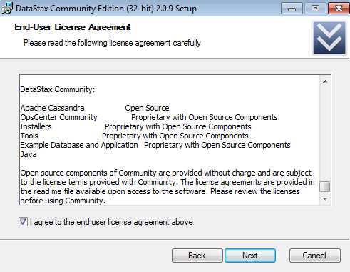 License agreement for the DataStax Community Edition installer