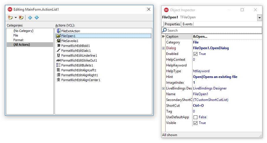 Standard Action Properties