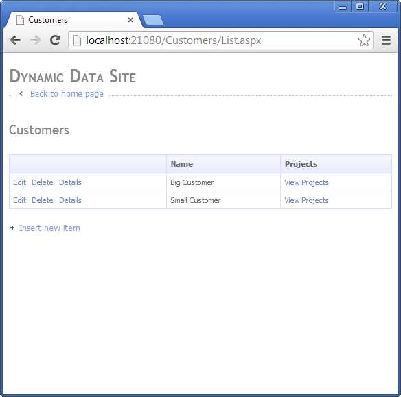 ASP.NET Dynamic Data entity items