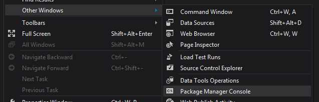 Opening the Package Manager Console