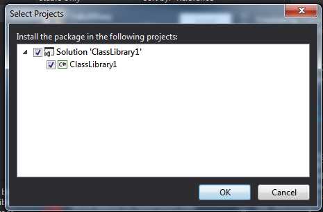 Selected Projects window