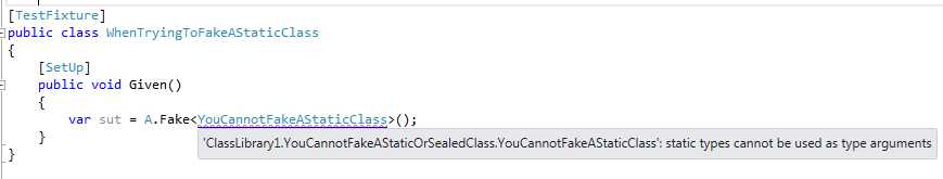 The compiler won’t let you fake a static class