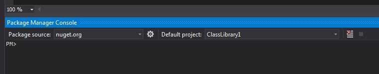 The Package Manager Console window