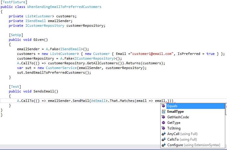 Trying to get the email address to assert against in the unit test