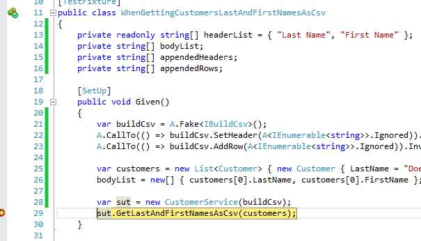 When you hit this breakpoint, press F11 (step into) to step into the GetLastAndFirstNamesAsCsv method