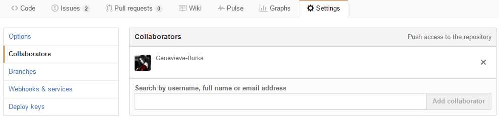 Adding a collaborator