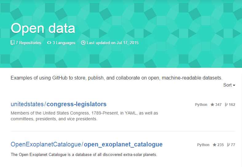 Open data repositories