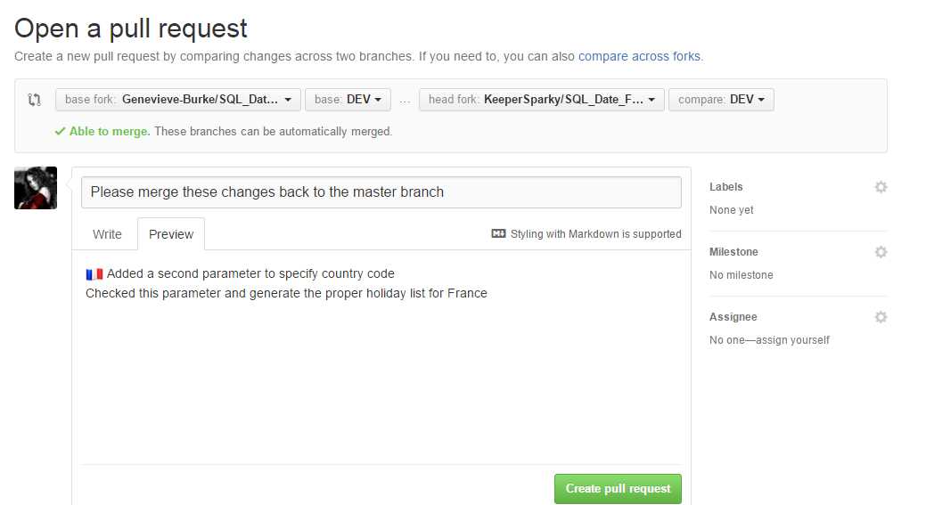 Pull request details