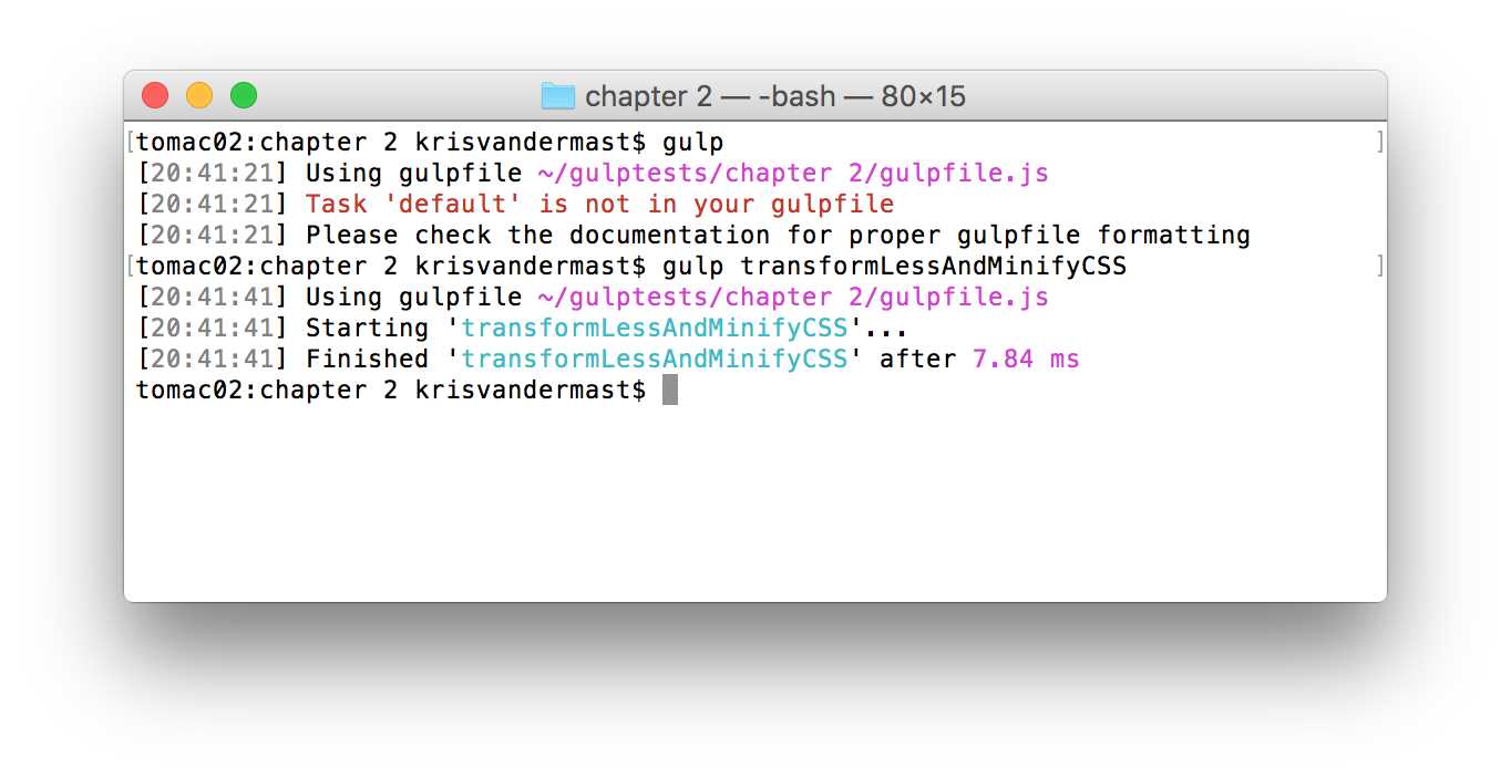 Specifying the task you want to run explicitly