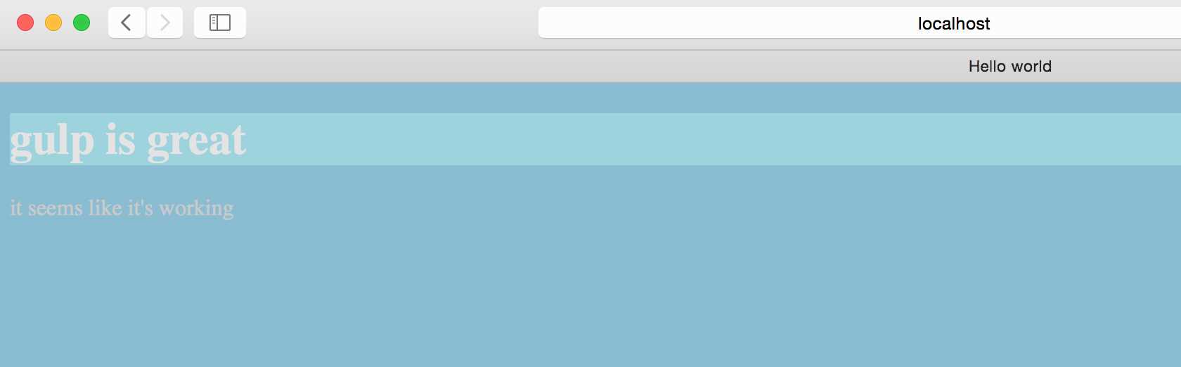 The initial result after the jade and less tasks have run