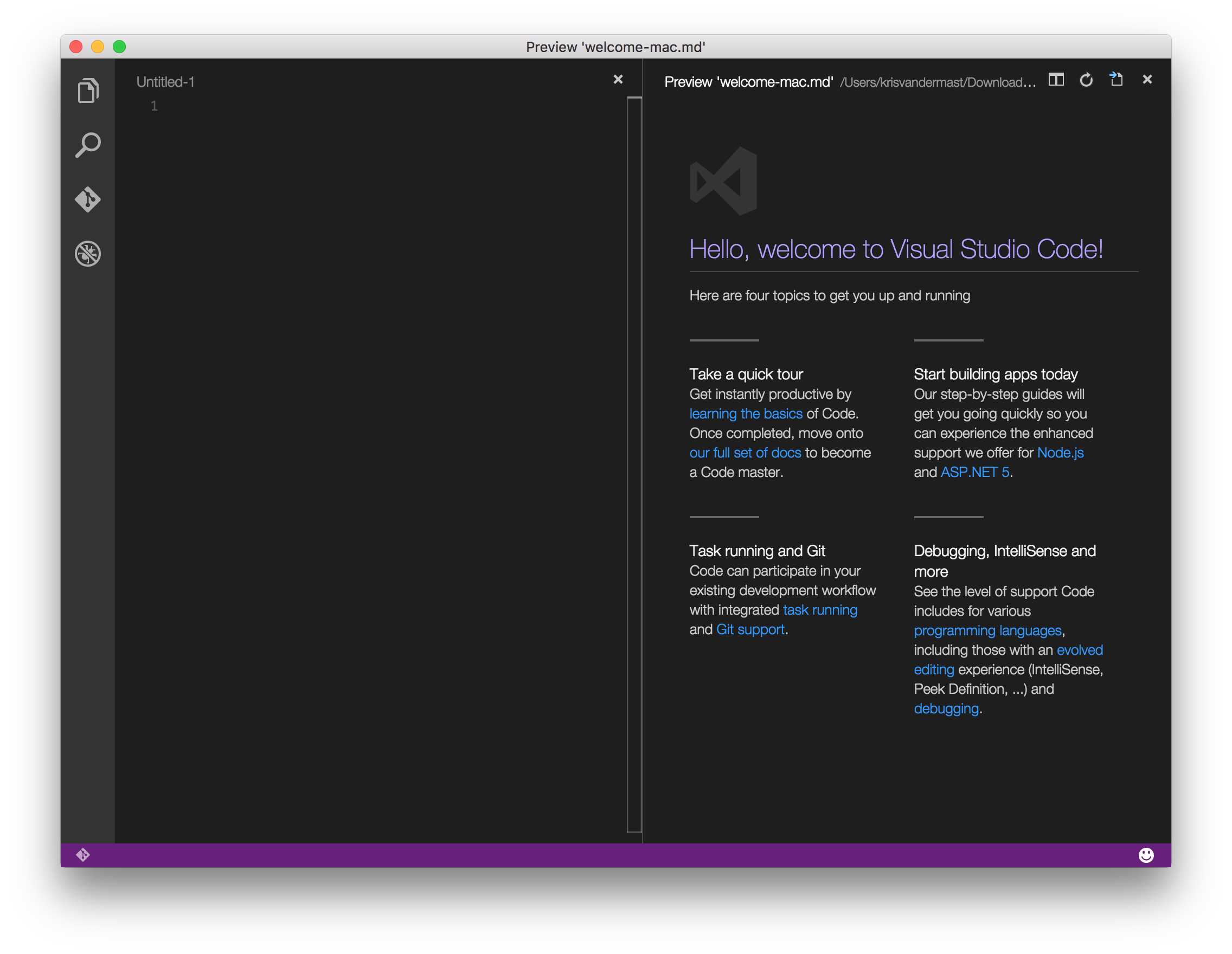 Visual Studio Code on Mac OS X