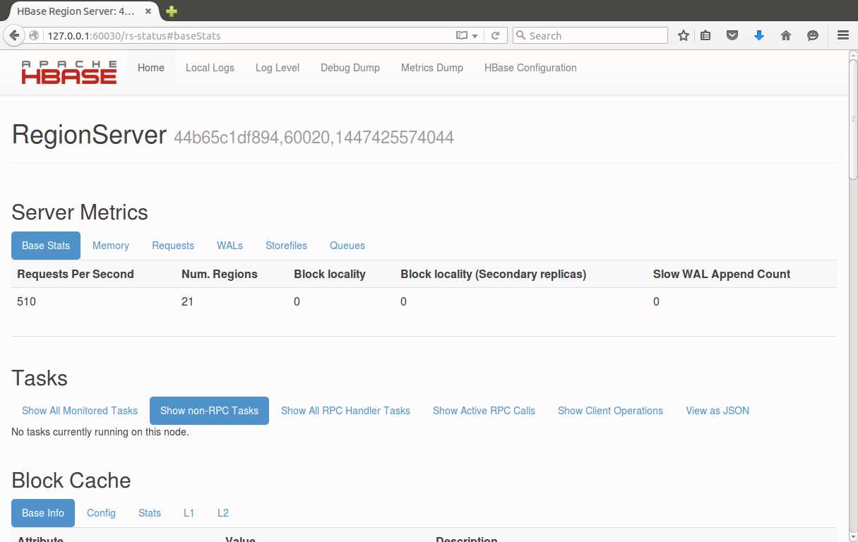 The Region Server Web UI