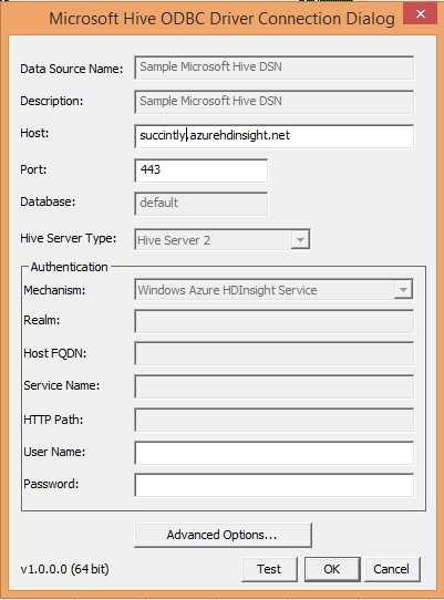 Configuring the Hive DSN