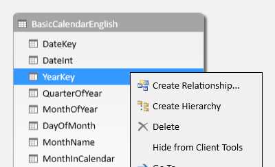 Excel PowerPivot Data Model - Creating a hierarchy