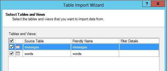 Excel PowerPivot Table Import Wizard - Selecting Hive tables