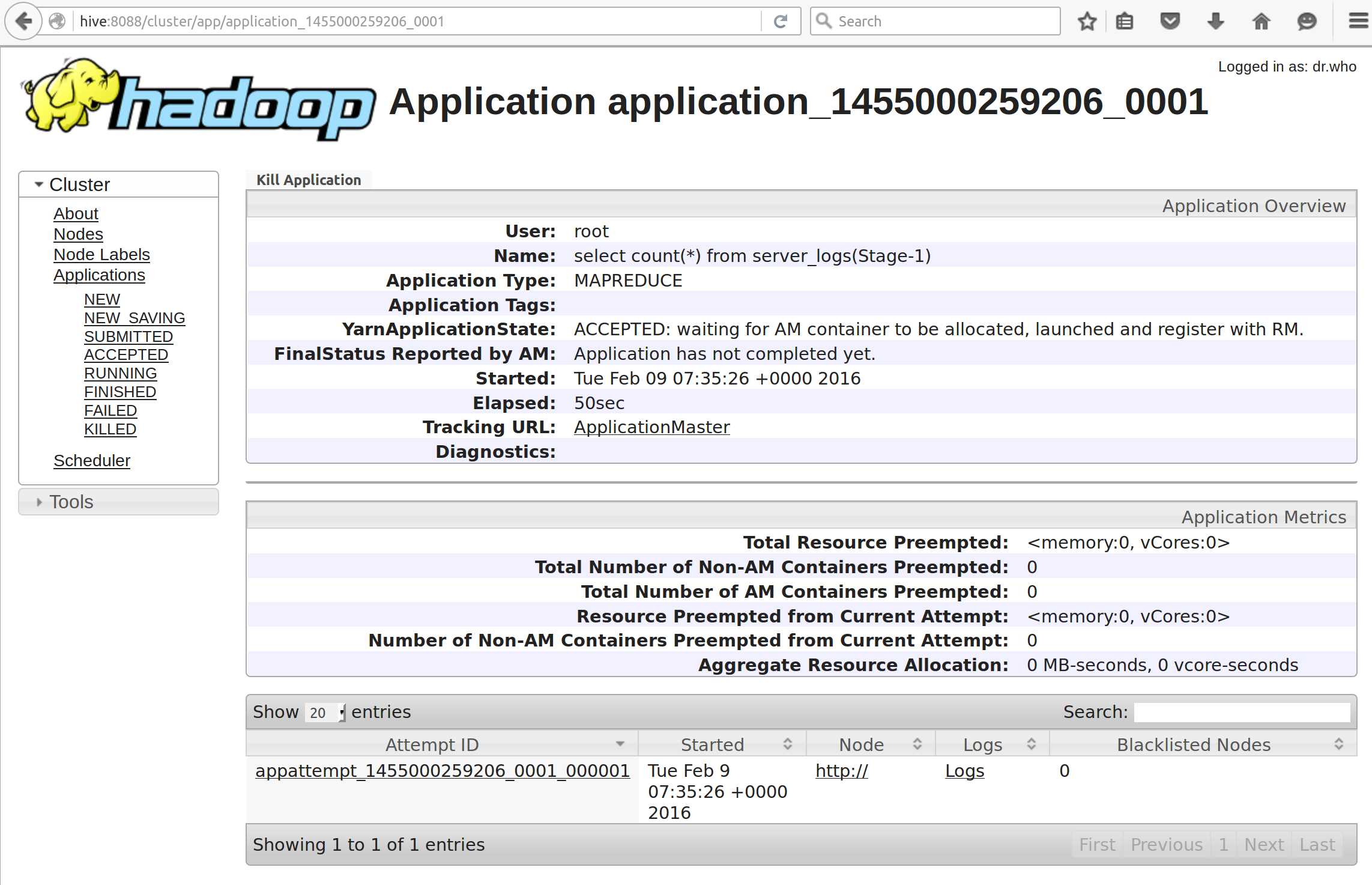 Monitoring Hive Jobs in the YARN UI