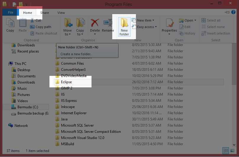 Creating the Eclipse Folder