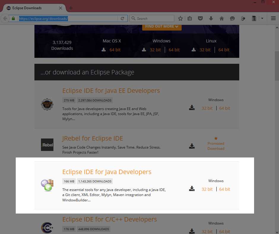 Eclipse Download Page