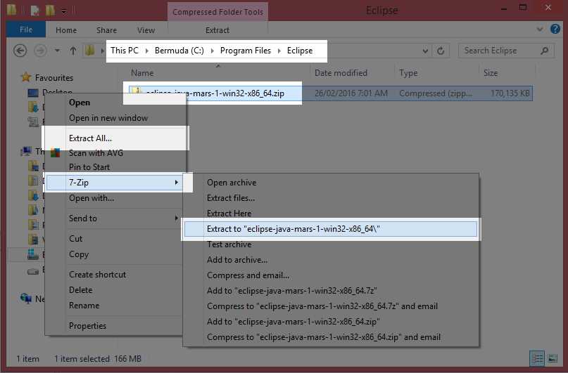Extracting the Eclipse Zip File