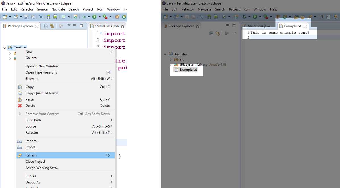 Refresh to Show the Example.txt File