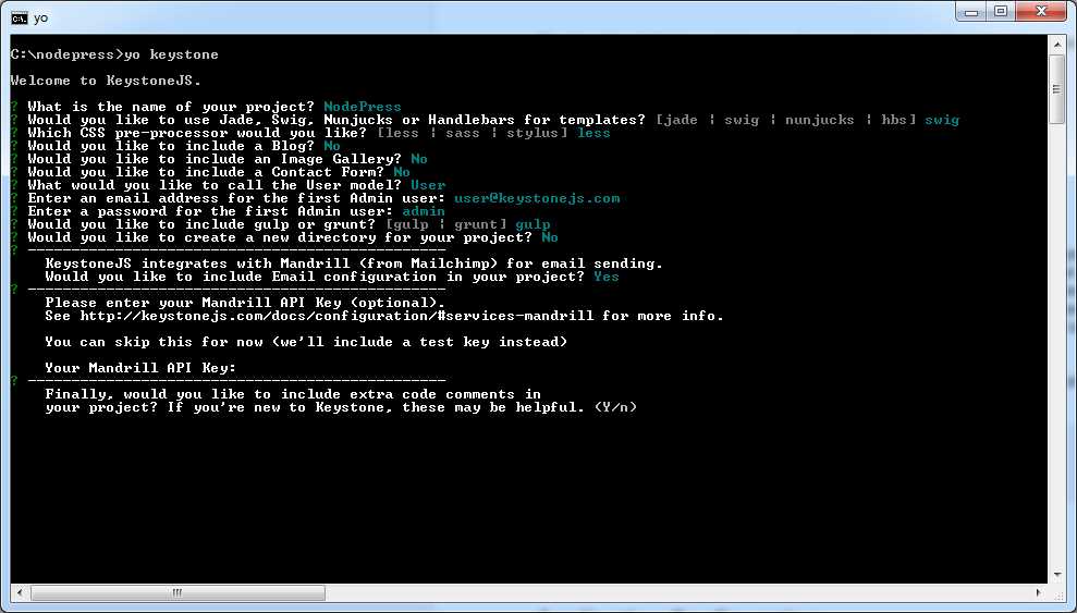 Scaffold project using Yeoman