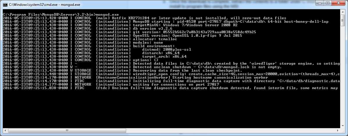 Start up the MongoDB server
