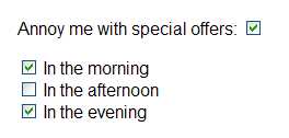 Check boxes displaying the initial state of the annoyTimes observable array