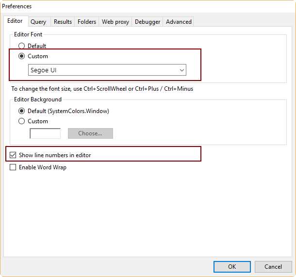 Editor Window Preferences