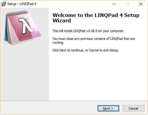 LINQPad installation’s first dialog box