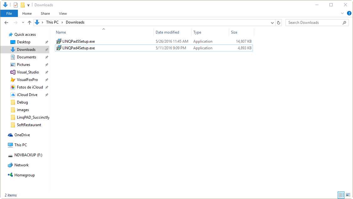 LINQPad setup files in Downloads folder