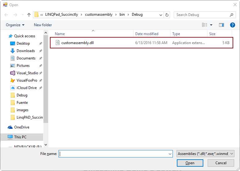Picking up the custom assembly library