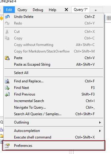 Preferences command in Edit menu