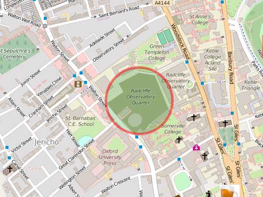 Circle displayed on map