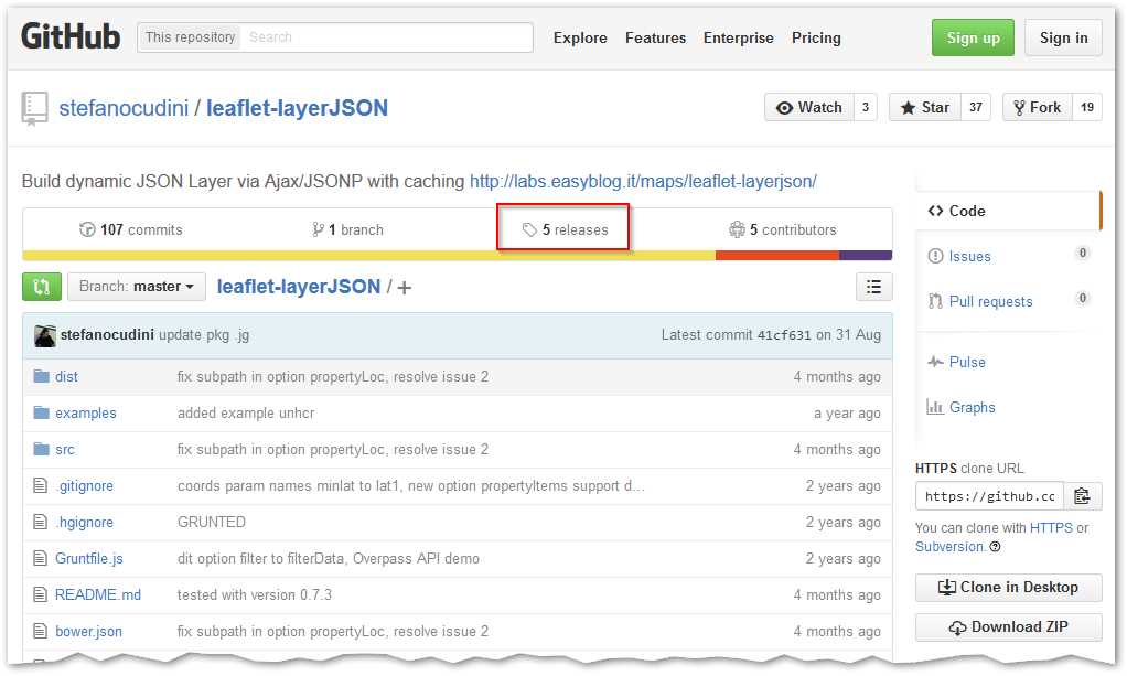 The leaflet-layerJSON project page on GitHub