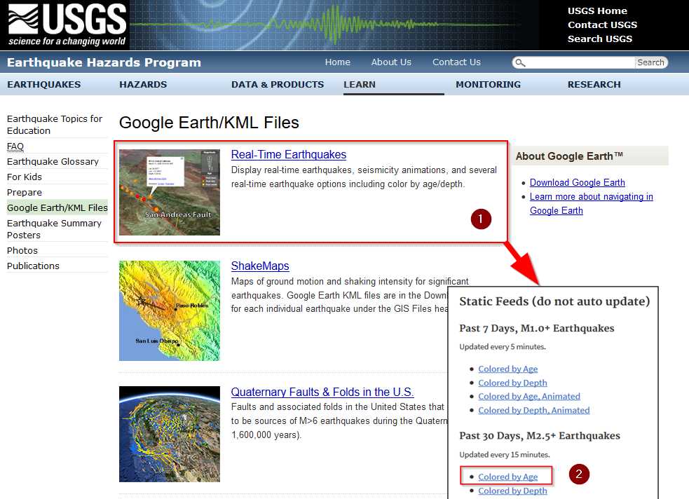The USGS repository for KML files
