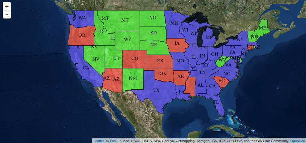 WMS layer showing US states