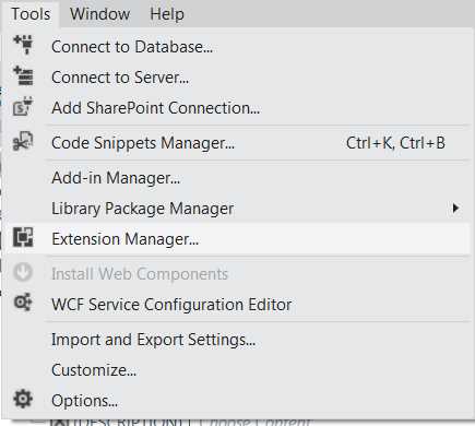 Opening the Extension Manager