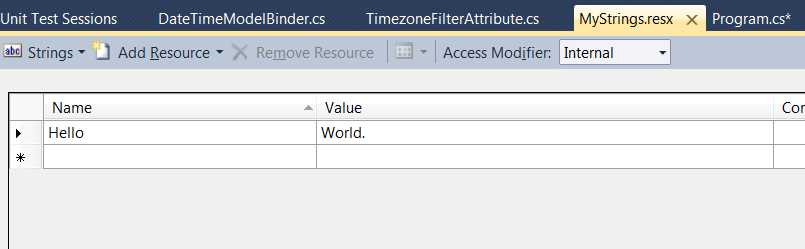 Add a string to the resource file