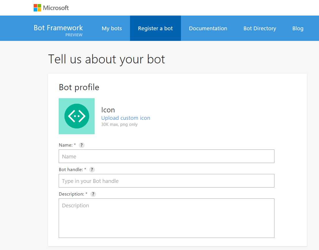 Bot Registration Page