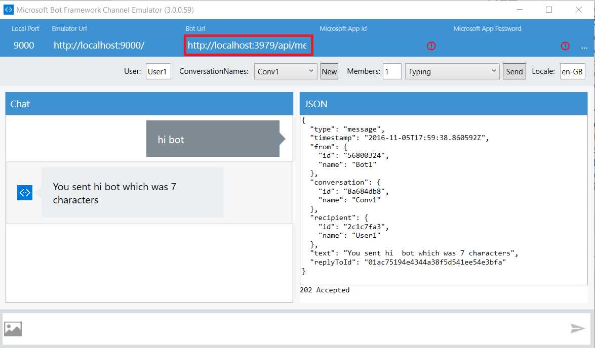 Echo Response on Bot Emulator