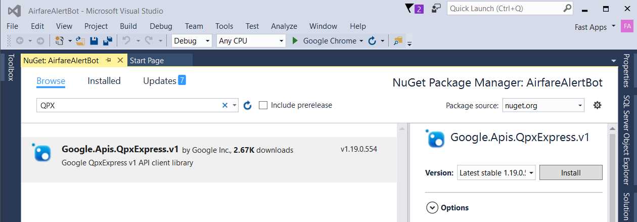 The QPX Express API Client Library NuGet Package