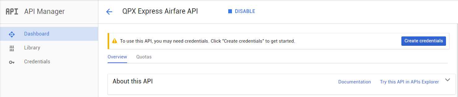 The QPX Express API Enabled