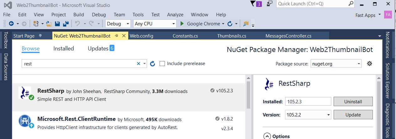The RestSharp NuGet Package