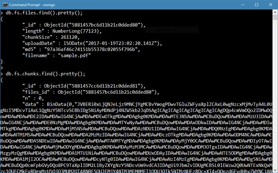 Database after uploading the file