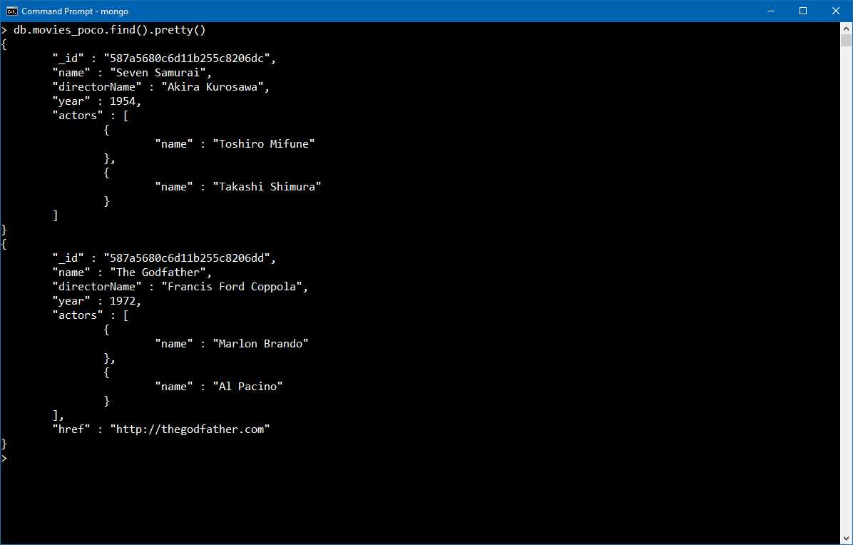 Movies as inserted in the database.