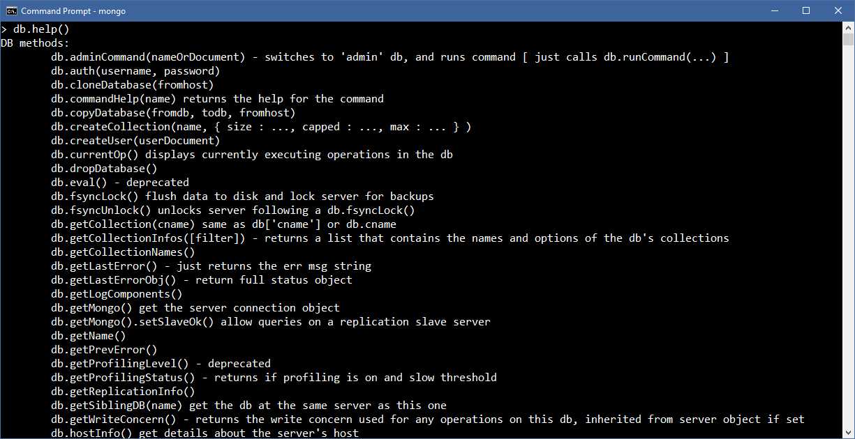 Showing help at the database level.