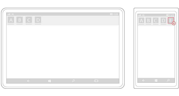 A Pivot control displays more elements when it’s used on a bigger device