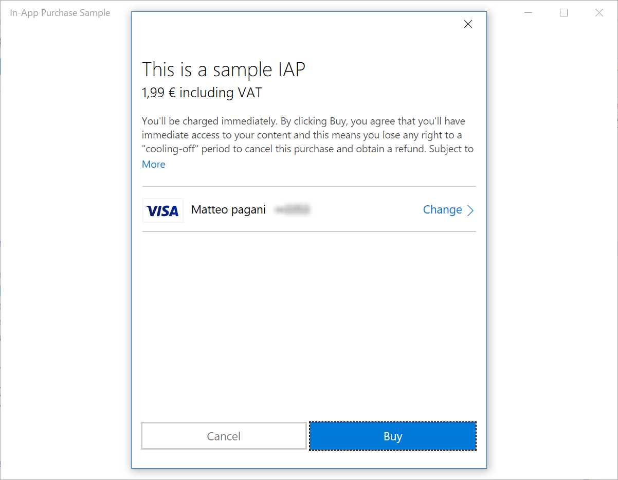 The add-on purchase process within an application